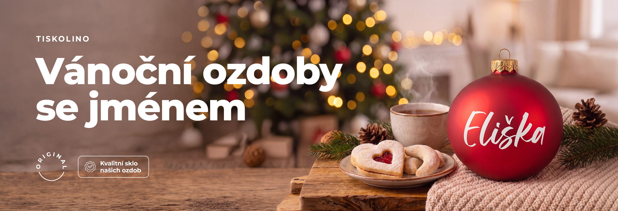 Skleněné vánoční ozdoby se jménem